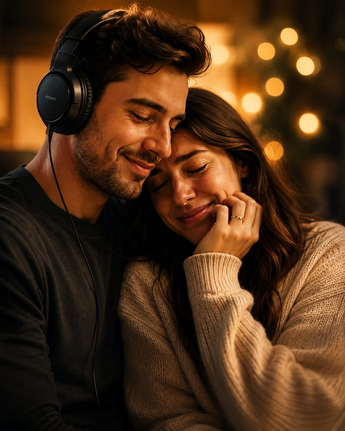 Casal ouvindo música